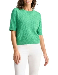 Textured Knit Top in Emerald