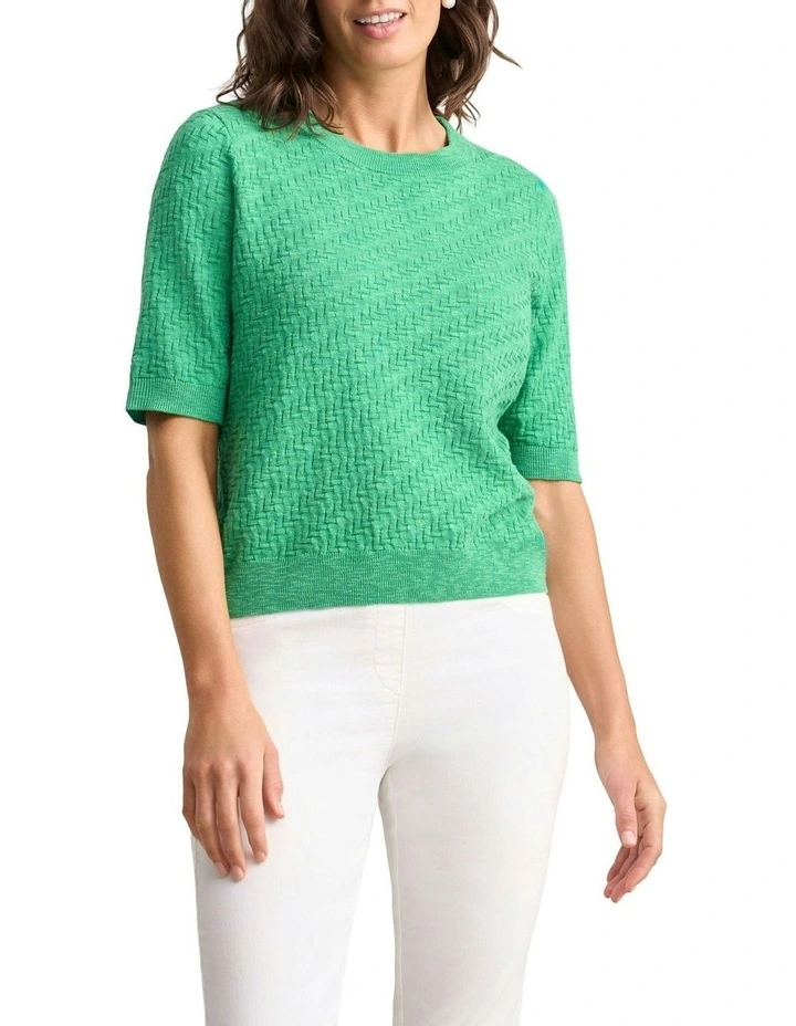 Textured Knit Top in Emerald image 1
