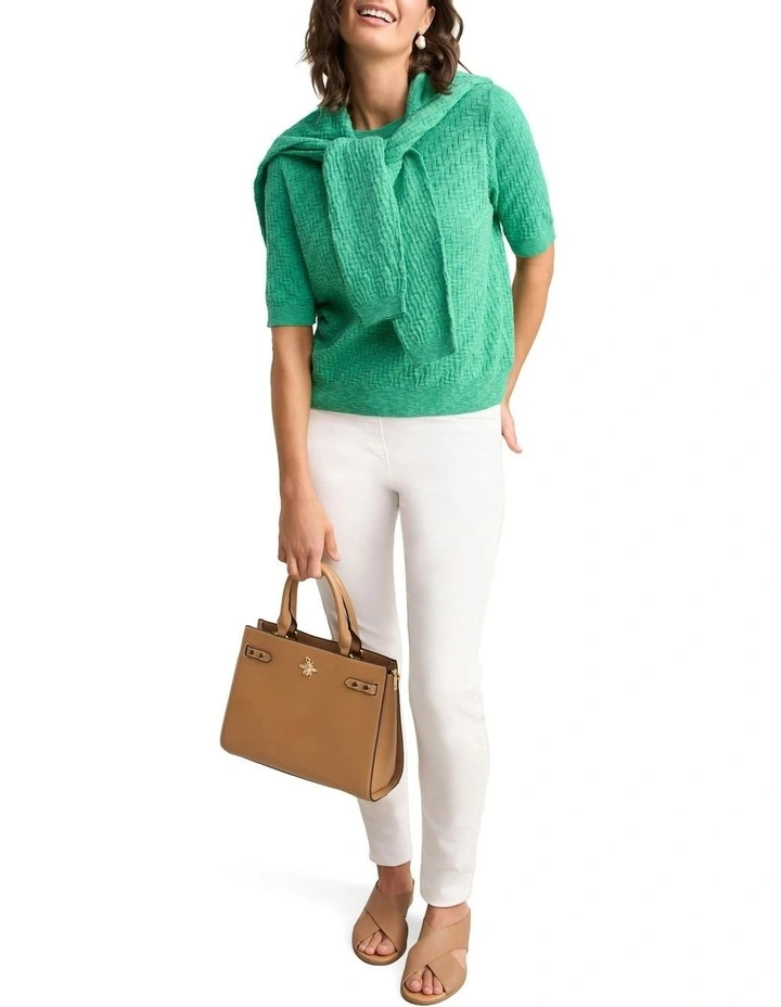 Textured Knit Top in Emerald image 2