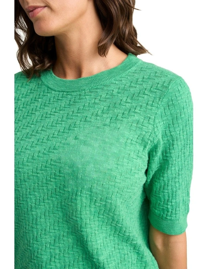 Textured Knit Top in Emerald image 3