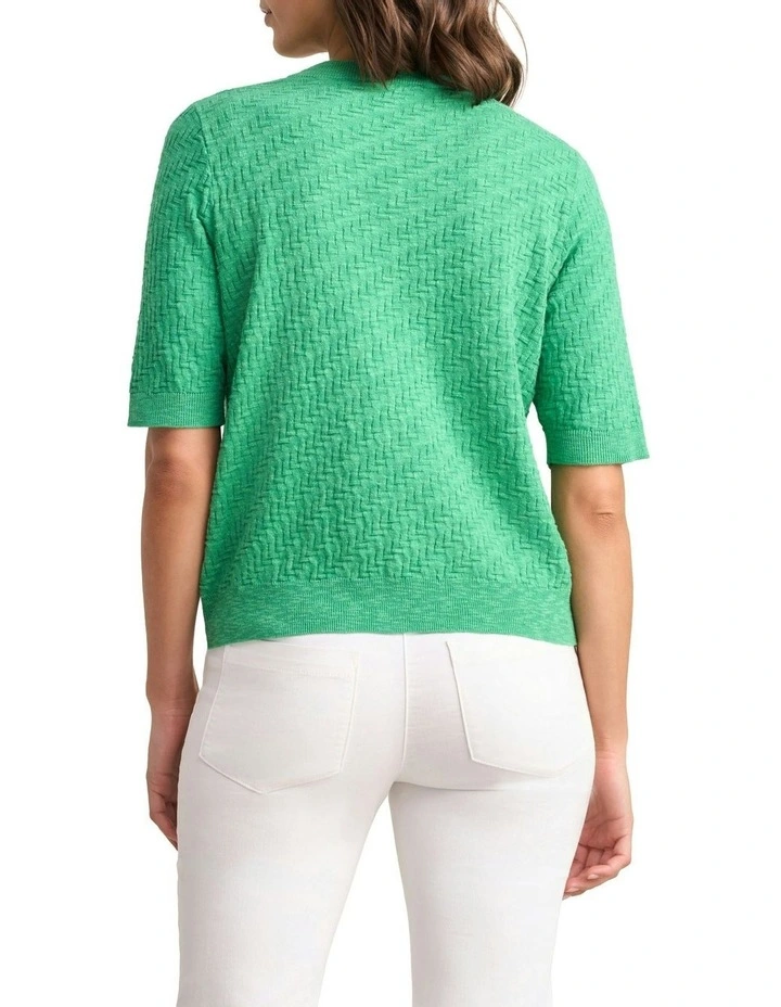 Textured Knit Top in Emerald image 4