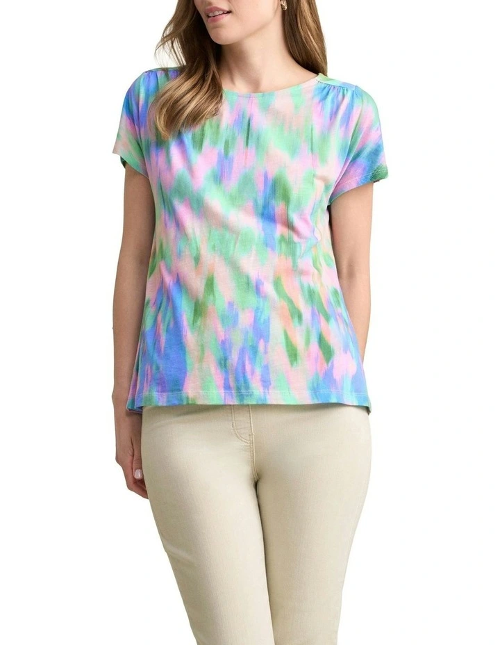 Tie Dye Printed T-shirt in Multi image 1