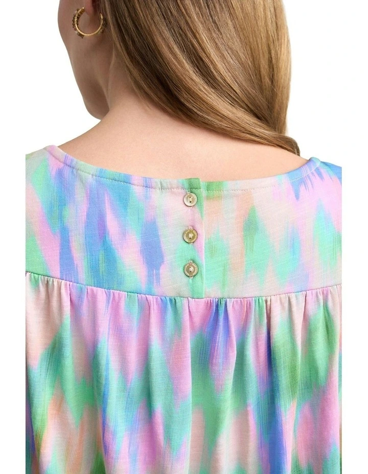 Tie Dye Printed T-shirt in Multi image 4