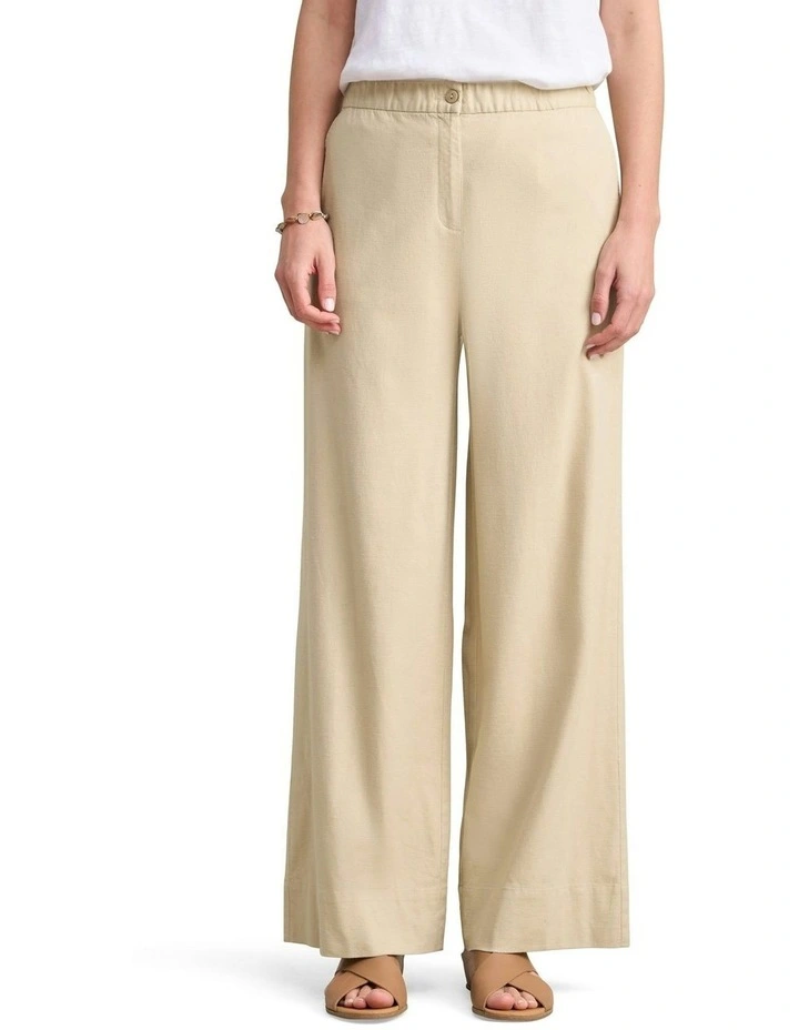 Linen Blend Pant in Taupe image 1