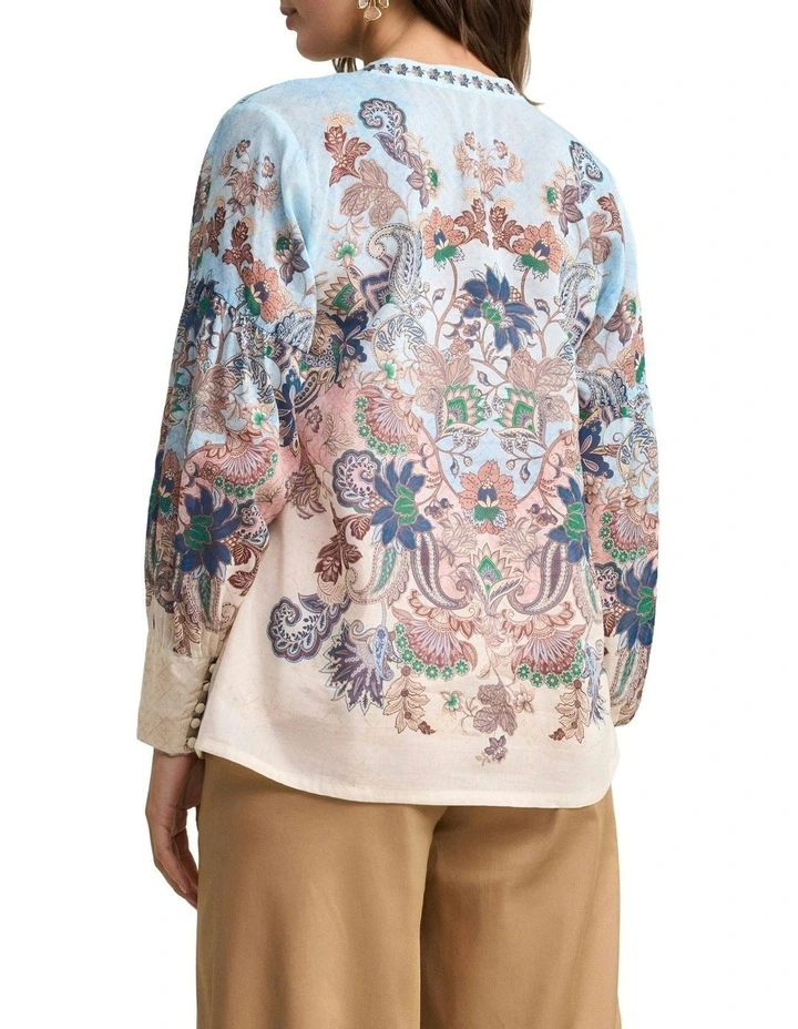 Cotton Silk Blouse in Blue image 4