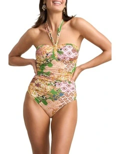 Convertible Bather Patch Floral Print One Piece in Multi