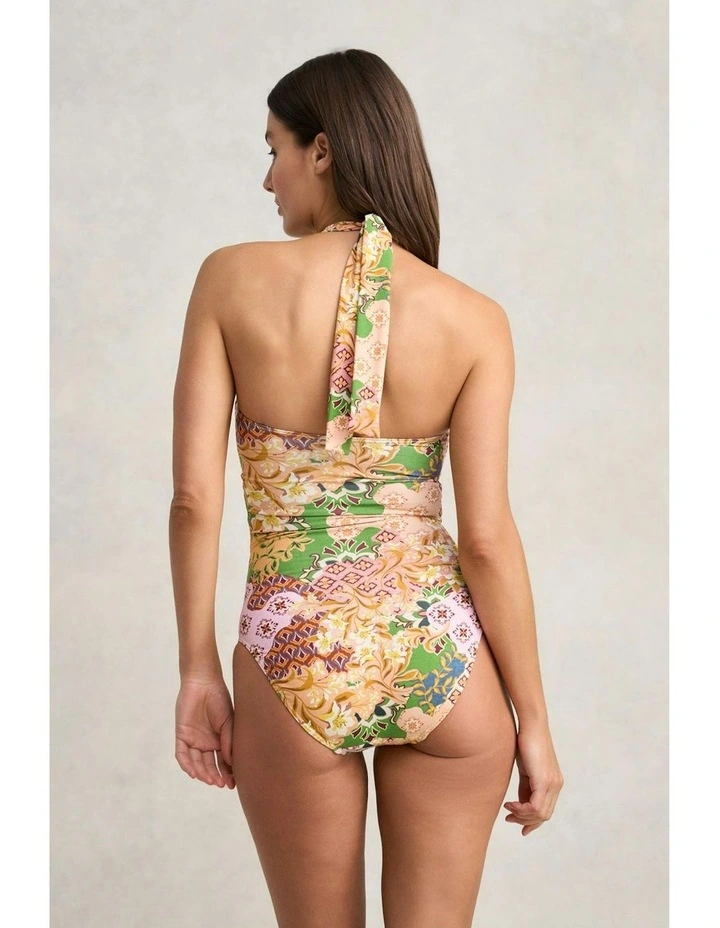 Convertible Bather Patch Floral Print One Piece in Multi image 7