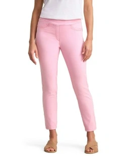 Bengajean Embroidered Pocket Pant in Petal Pink