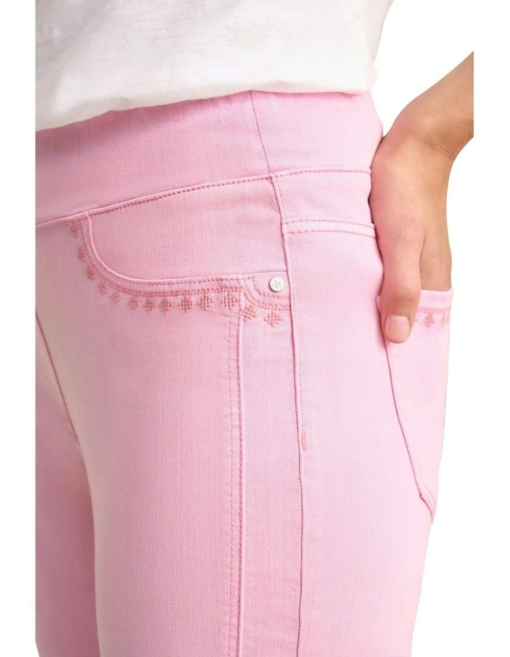Bengajean Embroidered Pocket Pant in Petal Pink image 3