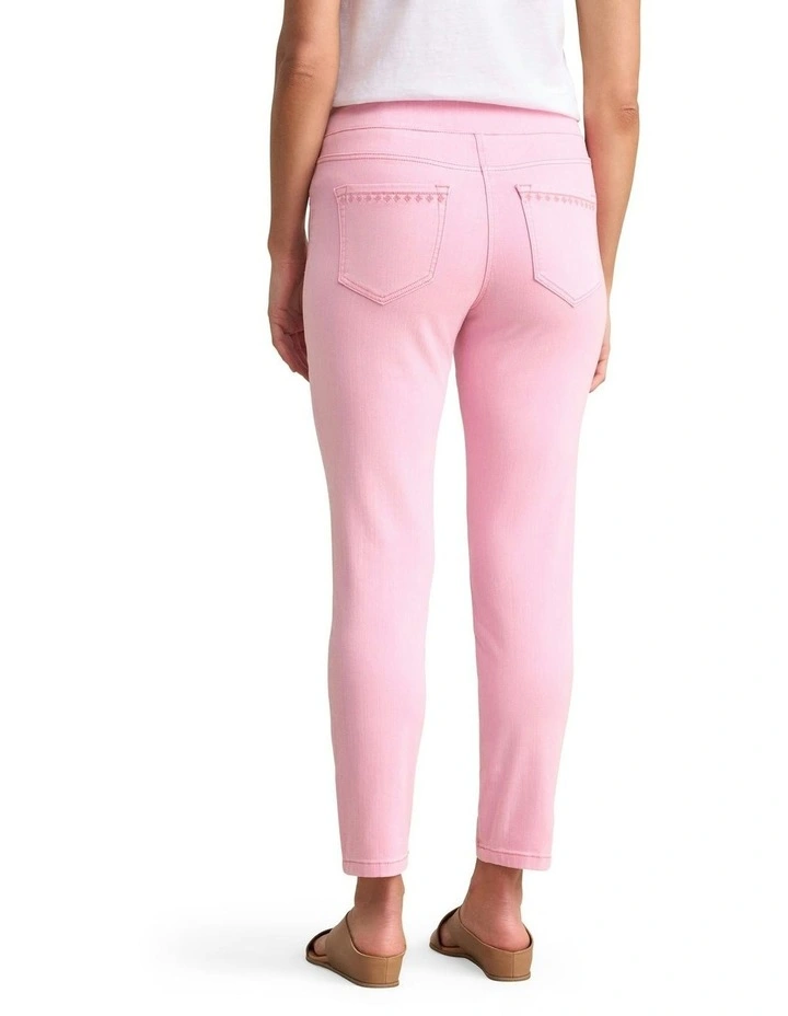 Bengajean Embroidered Pocket Pant in Petal Pink image 4