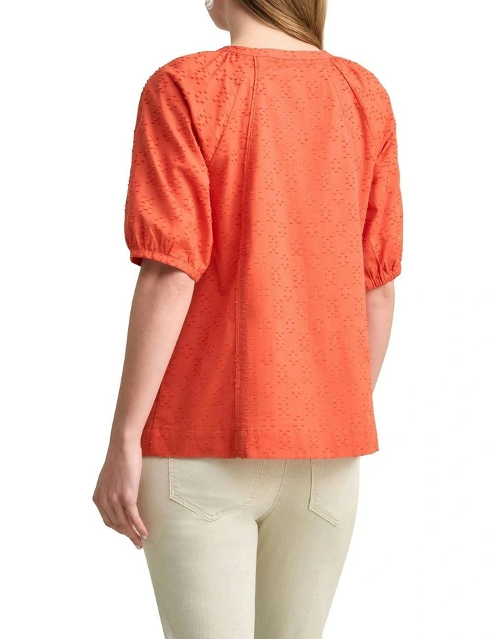 Clipped Jacquard Blouse in Burnt Orange image 4