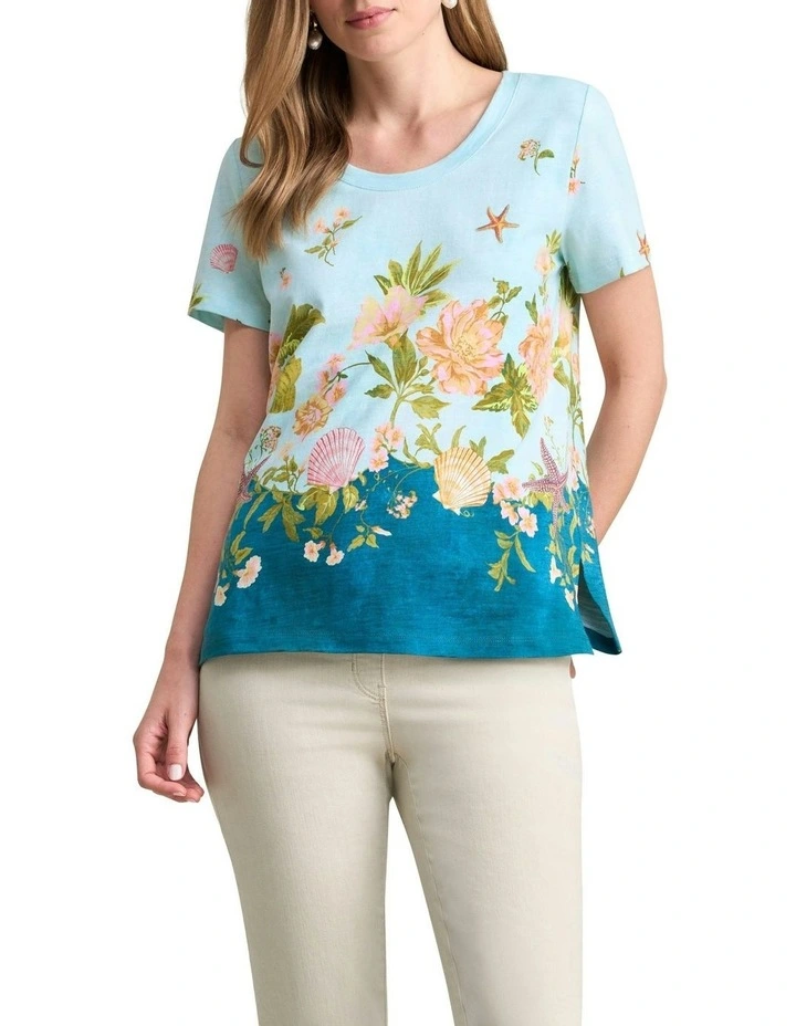 Printed Cotton T-shirt in Multi image 1