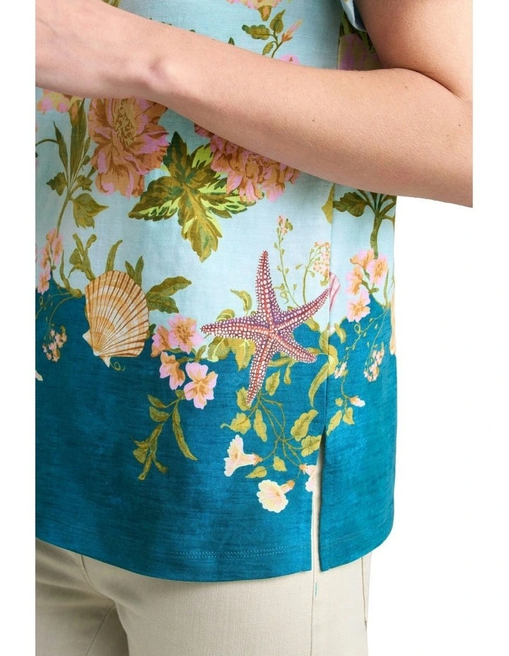 Printed Cotton T-shirt in Multi image 3