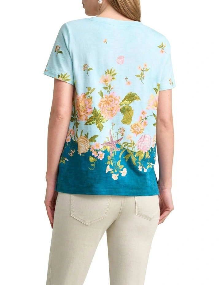 Printed Cotton T-shirt in Multi image 4