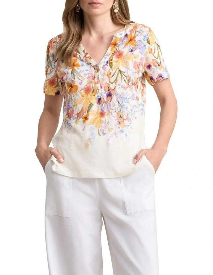 Notch Neck Tee in Multi image 1