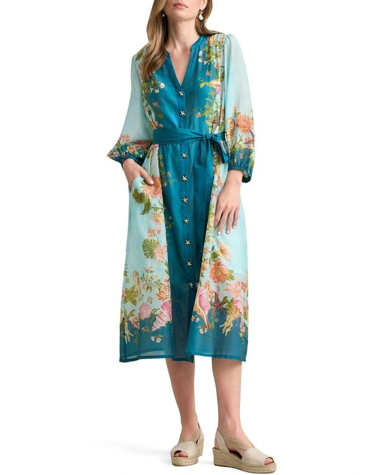 Border Printed Dress in Multi image 1