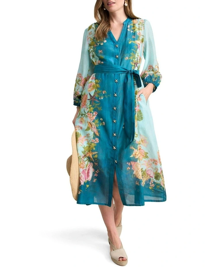 Border Printed Dress in Multi image 3