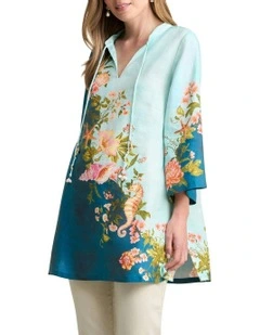 Border Placement Kaftan Top in Multi