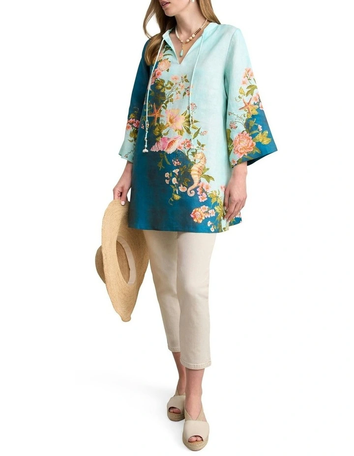 Border Placement Kaftan Top in Multi image 2