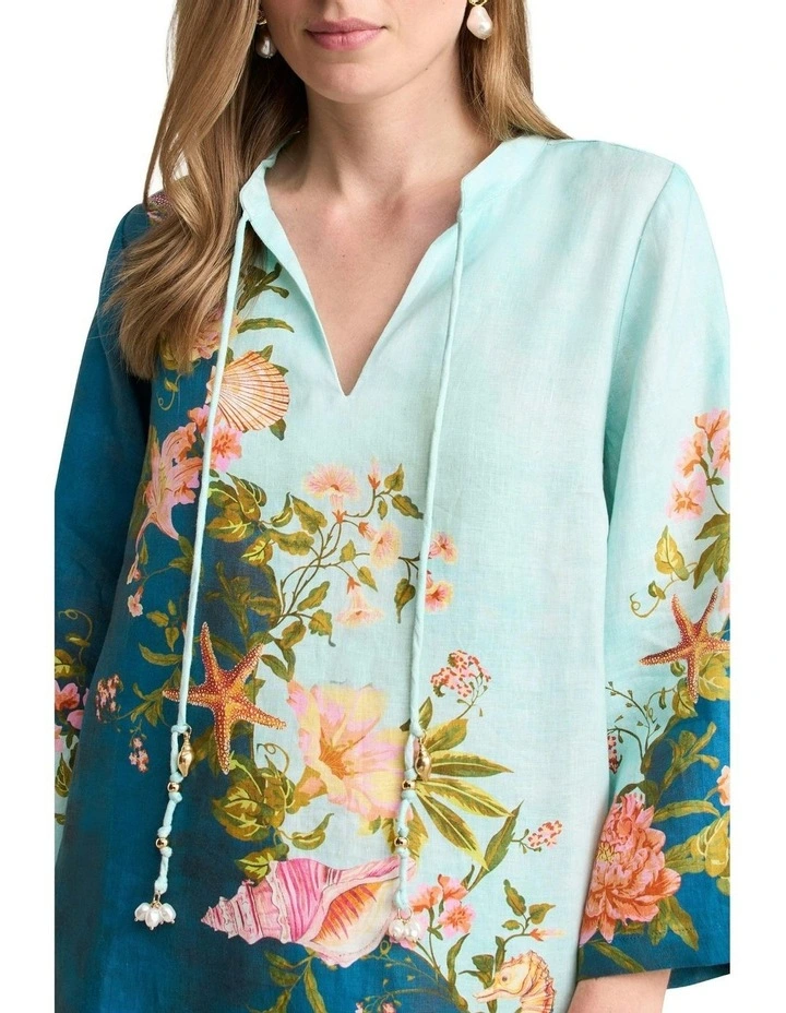 Border Placement Kaftan Top in Multi image 3