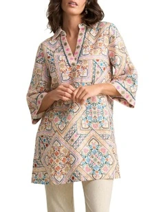 Collared Kaftan Top in Multi