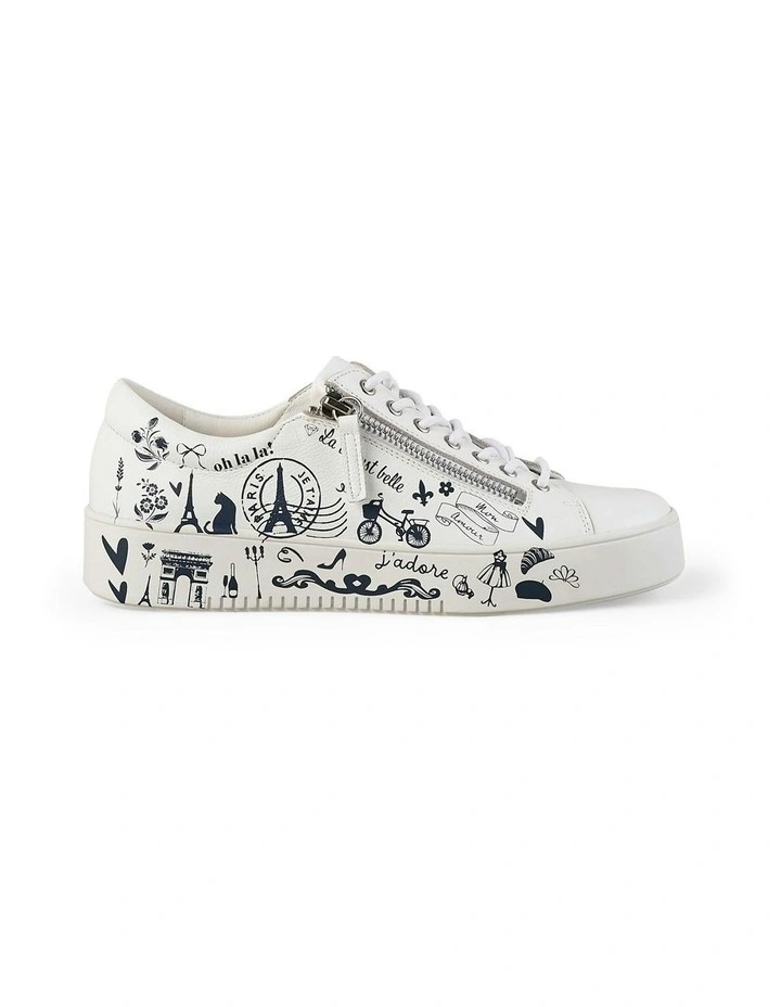 French Print Sneaker in White image 1