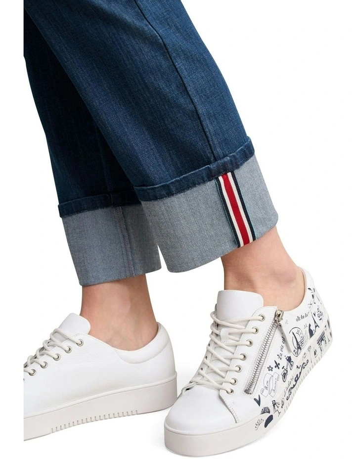 French Print Sneaker in White image 2
