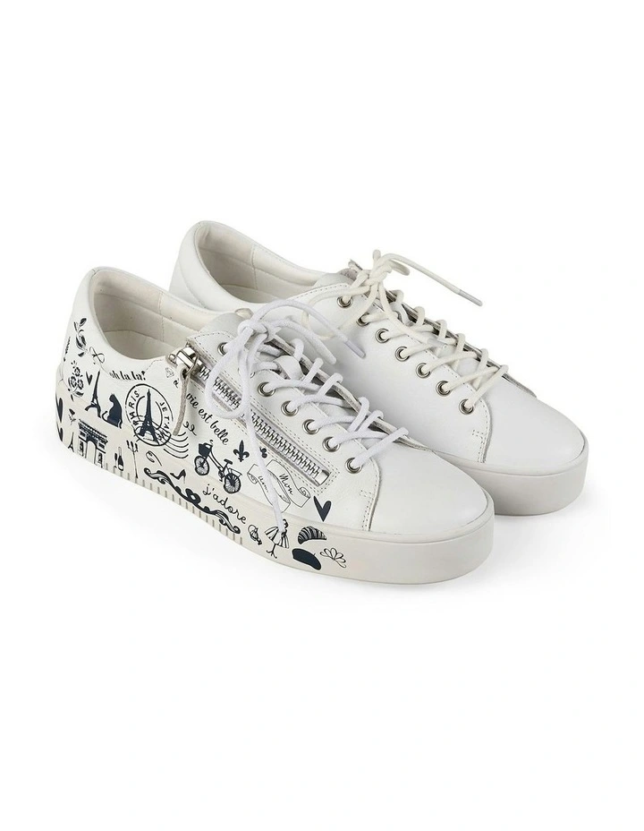 French Print Sneaker in White image 3