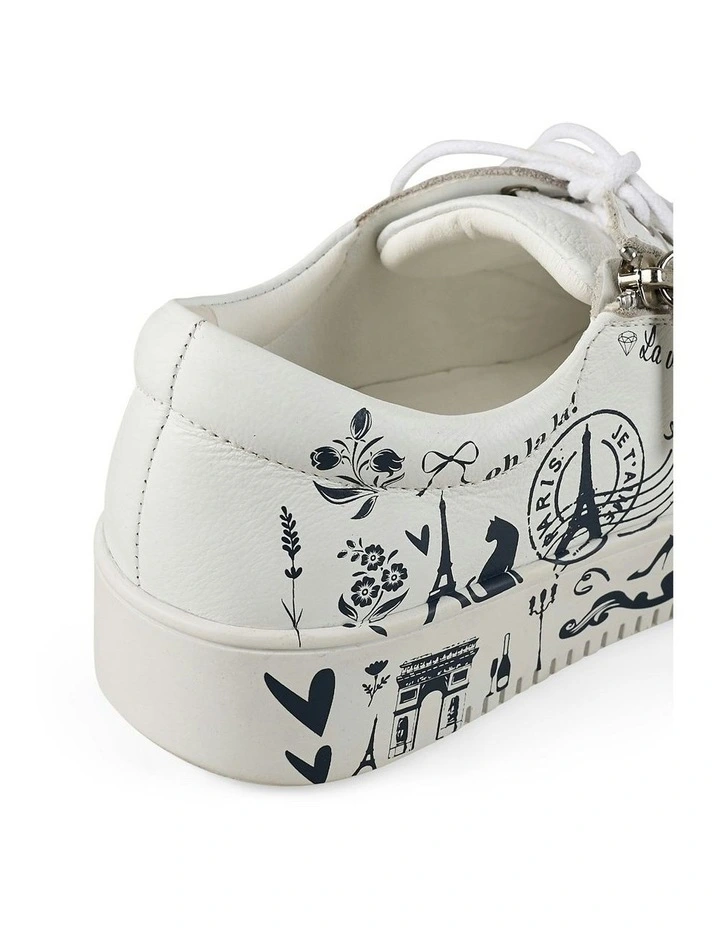 French Print Sneaker in White image 5