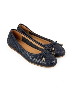 Gia Woven Ballet Flat Shoe in Ink