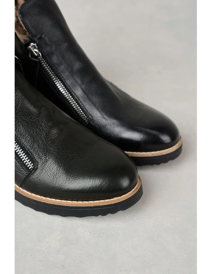 Double Zip Sneaker Boot in Black image 4