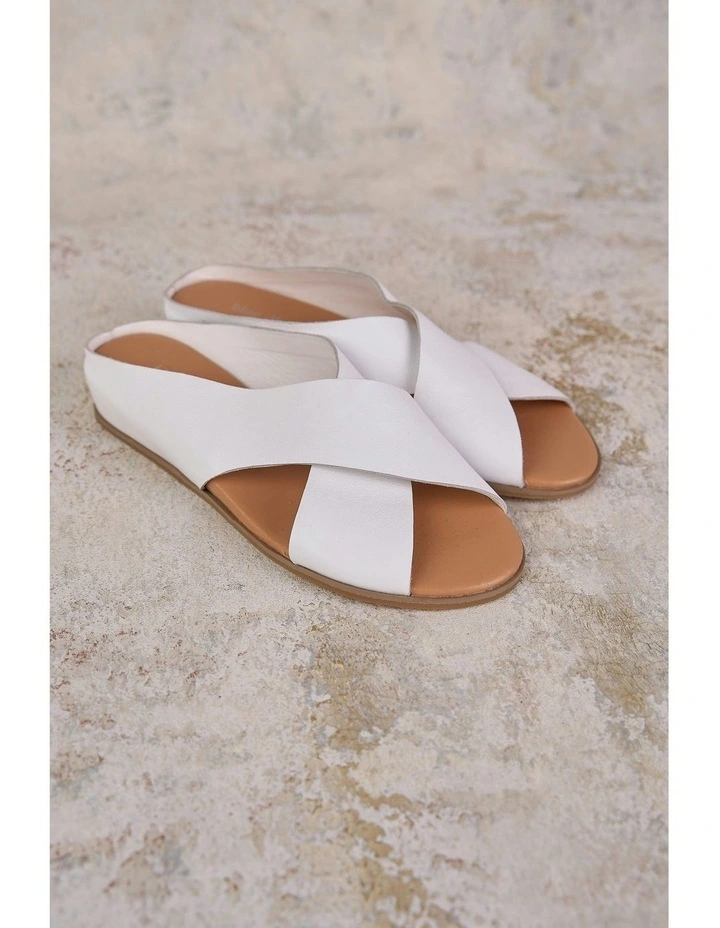 Harli Cross Strap Flat Sandal in White image 1