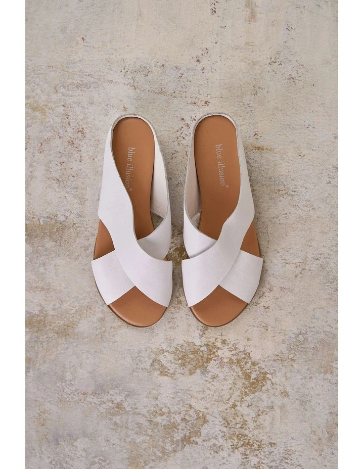 Harli Cross Strap Flat Sandal in White image 3