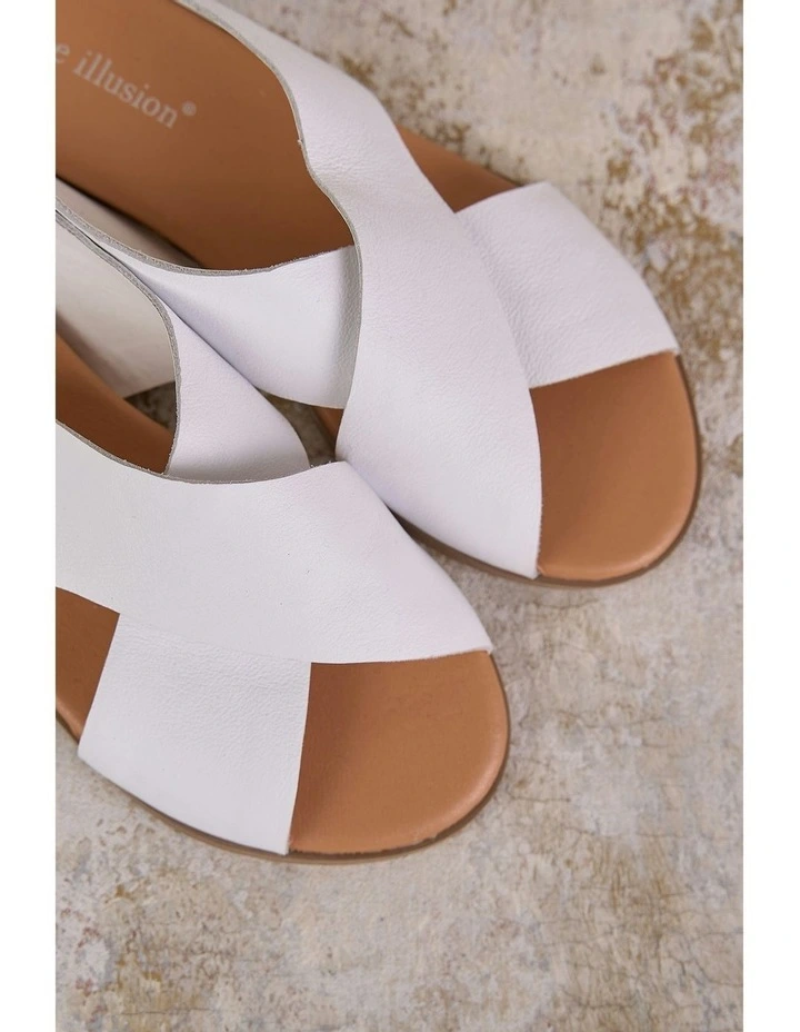 Harli Cross Strap Flat Sandal in White image 4