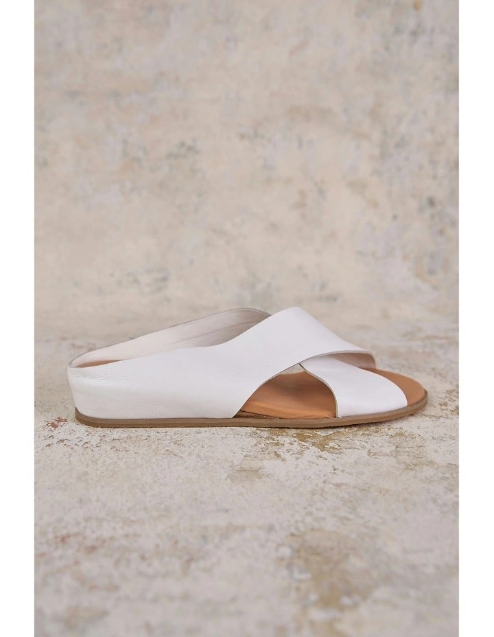 Harli Cross Strap Flat Sandal in White image 5