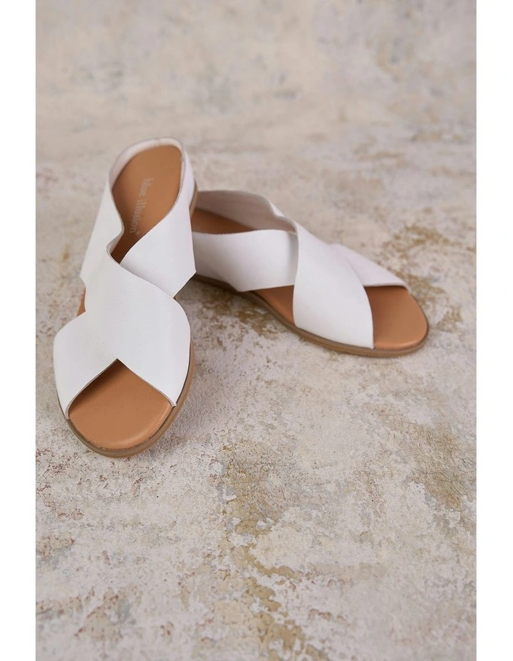 Harli Cross Strap Flat Sandal in White image 6