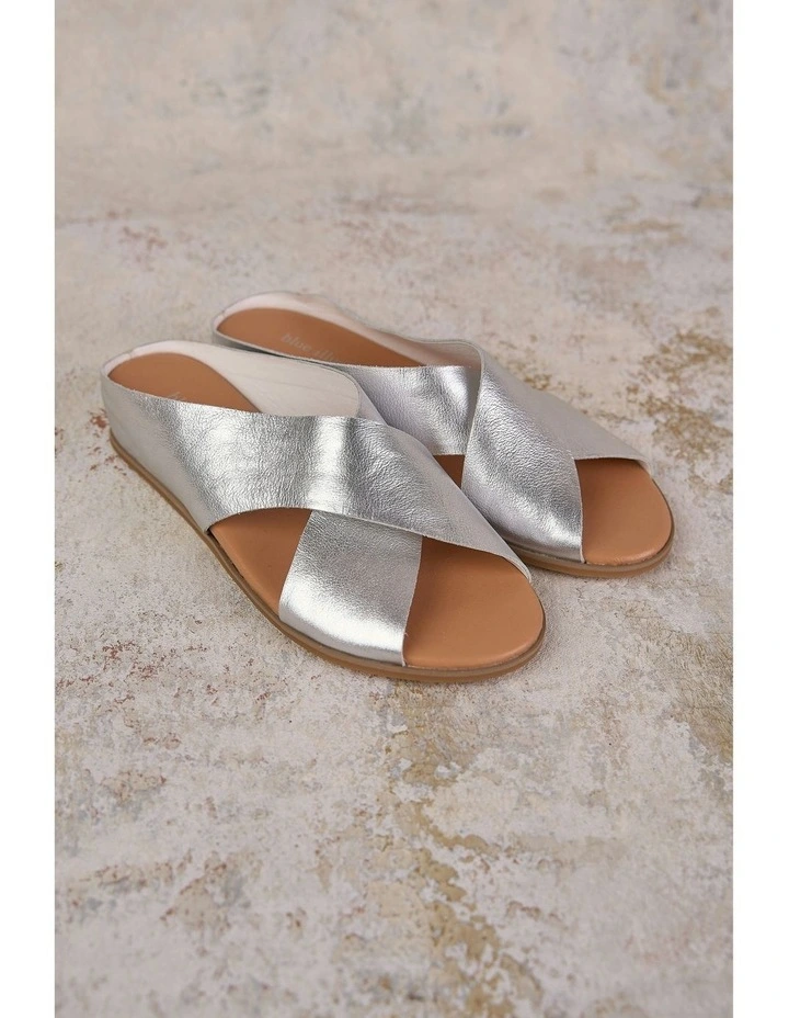 Harli Cross Strap Flat Sandal in Silver image 1