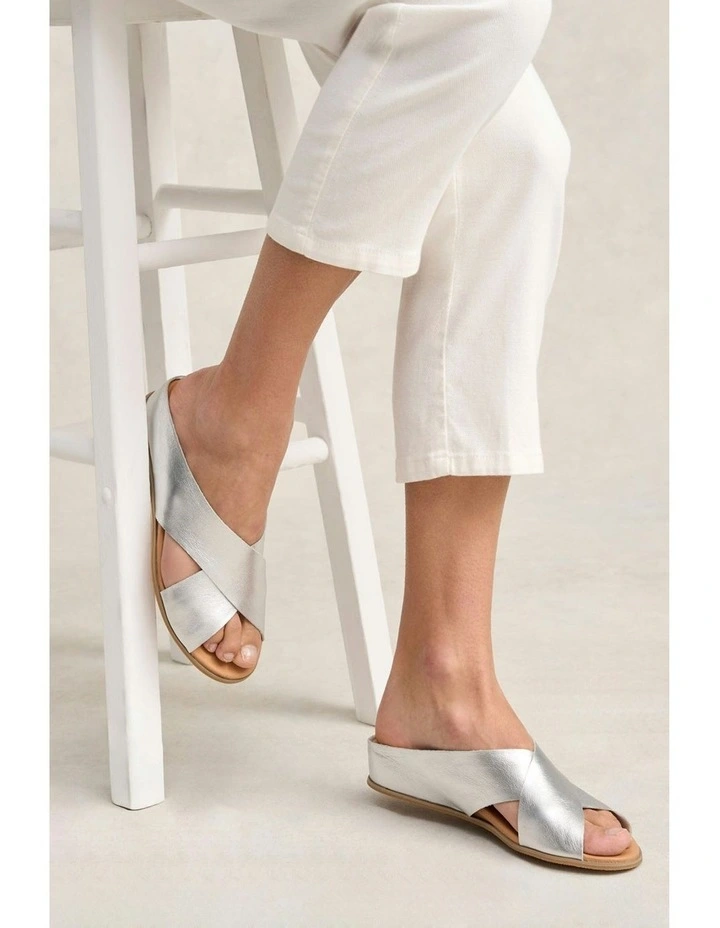 Harli Cross Strap Flat Sandal in Silver image 2