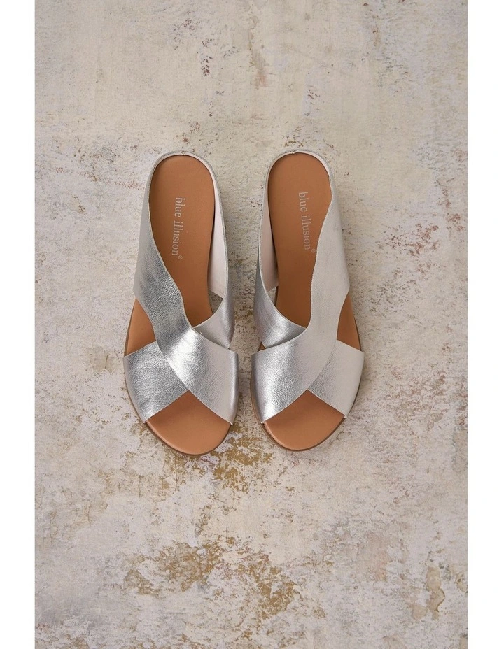 Harli Cross Strap Flat Sandal in Silver image 3