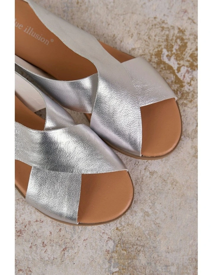 Harli Cross Strap Flat Sandal in Silver image 4