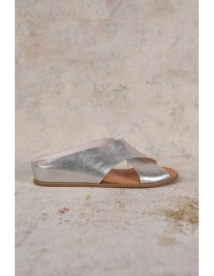 Harli Cross Strap Flat Sandal in Silver image 5