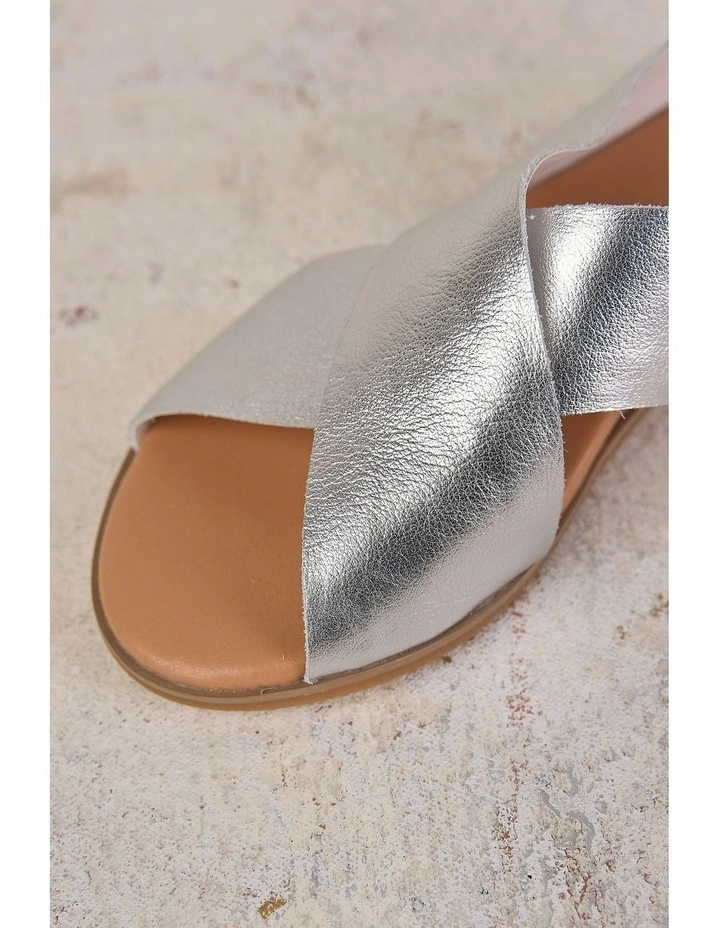 Harli Cross Strap Flat Sandal in Silver image 7