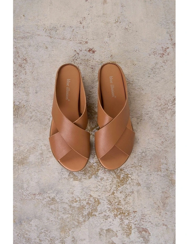 Harli Cross Strap Flat Sandal in Tan image 2