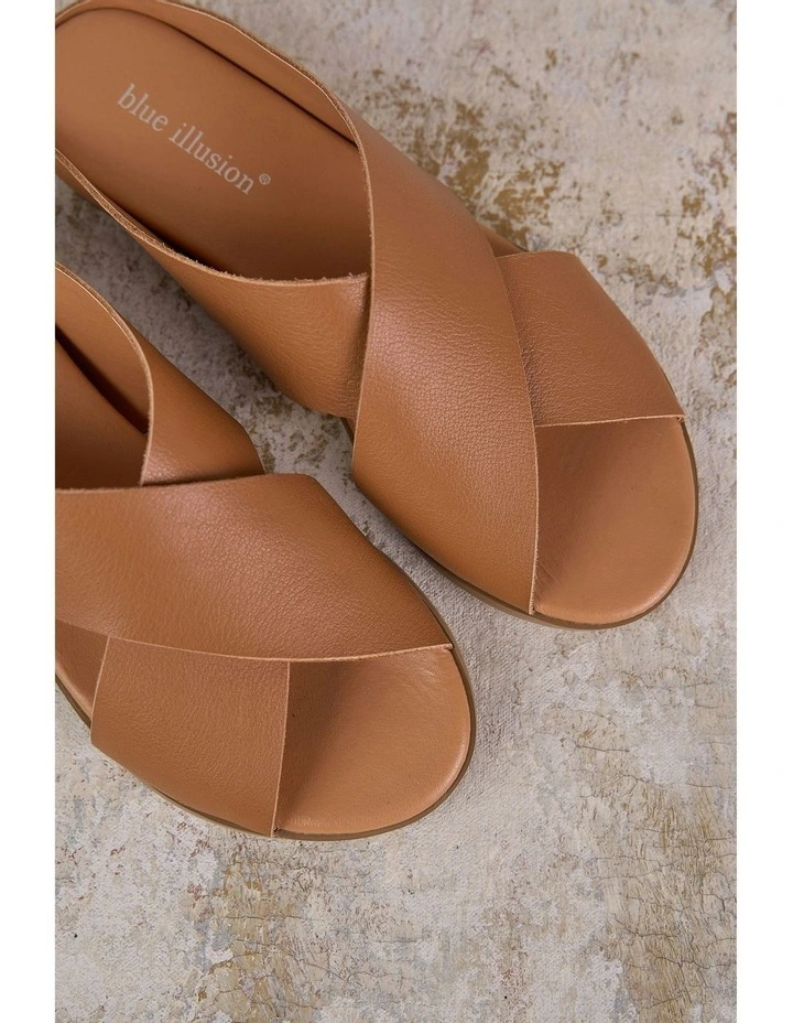 Harli Cross Strap Flat Sandal in Tan image 4