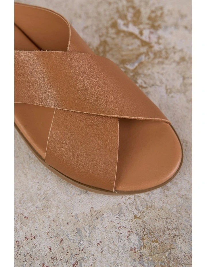 Harli Cross Strap Flat Sandal in Tan image 6