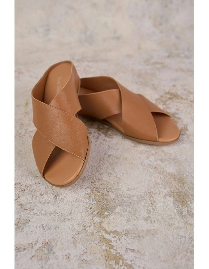 Harli Cross Strap Flat Sandal in Tan image 7