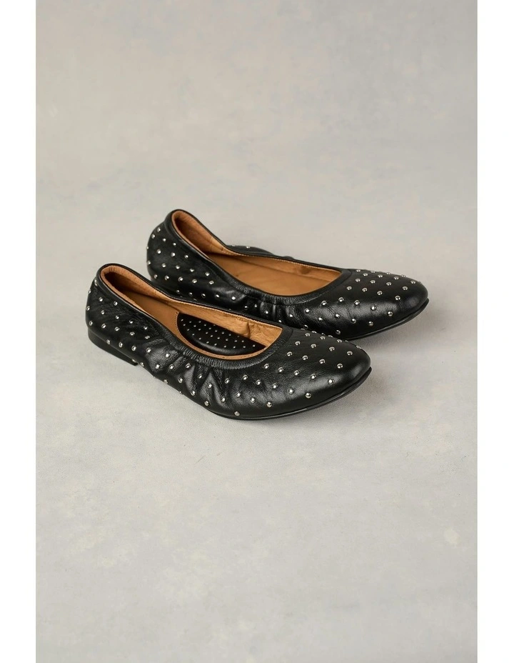 Sadie Stud Flat Ballet in Black image 1