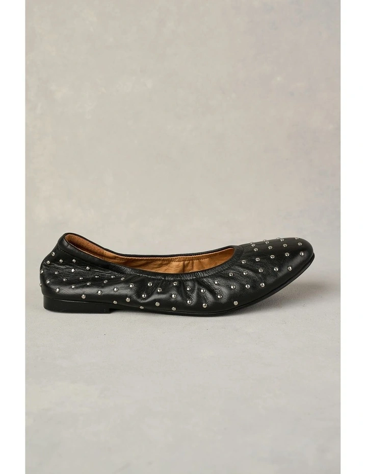 Sadie Stud Flat Ballet in Black image 2