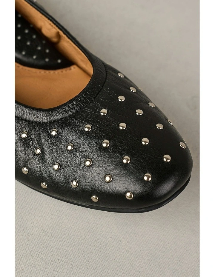 Sadie Stud Flat Ballet in Black image 5