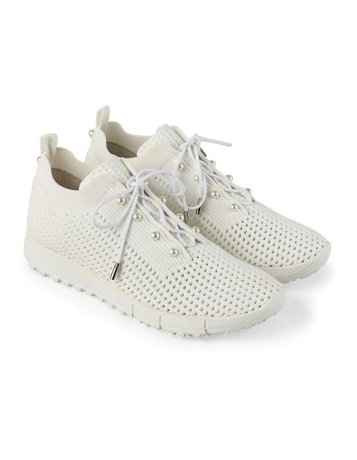 Perla Knit Sneaker in White image 3